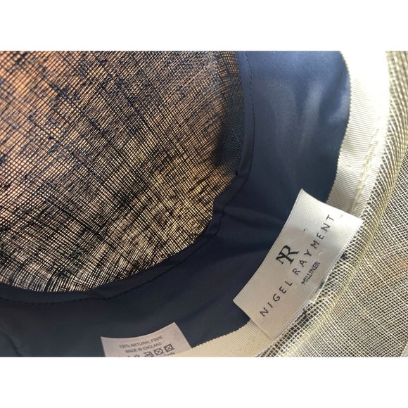 NWT Nigel Rayment 100% Natural Fiber Blue Sun Hat with Tan Ribbon - Picture 4 of 7